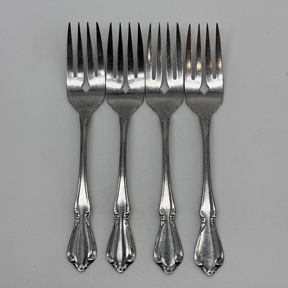 Oneida CHATEAU Set of 4 Salad Forks 6 1/4" Oneidacraft Deluxe Stainless Flatware